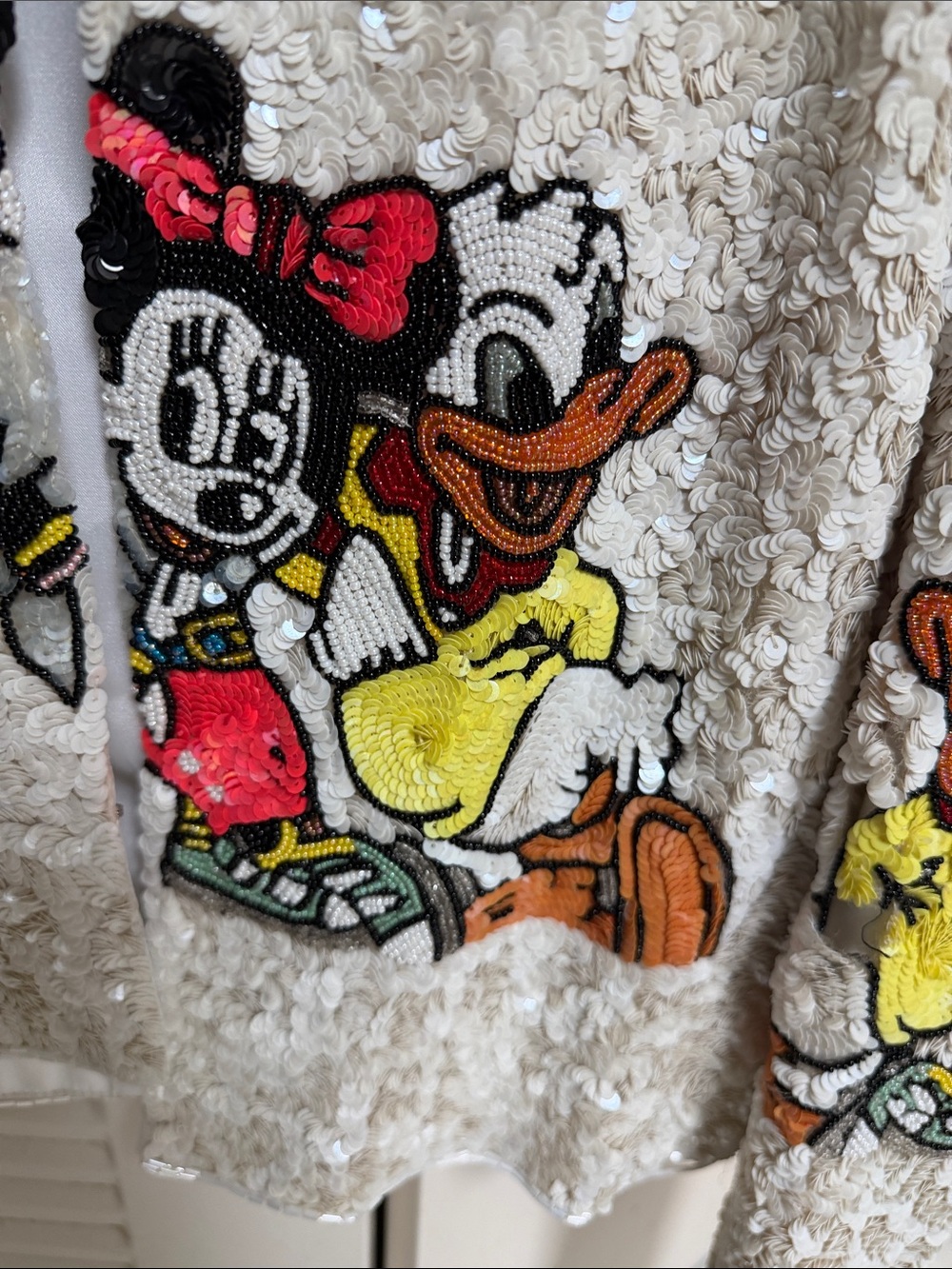 Disney Cream Sequin Cropped Blazer with Embroidered Characters only 64 made - Picture 6 of 9